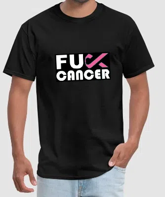 cancer FU CANCER ON A BLACK TSHIRT by AUSTEES, Australia's funniest tshirts