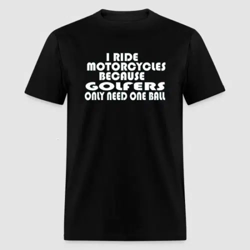 MOTORCYCLE GOLF FUNNY BLACK T-SHIRT