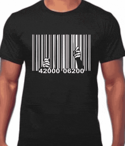 Digital Prison Black t-shirt with image of barcode prison