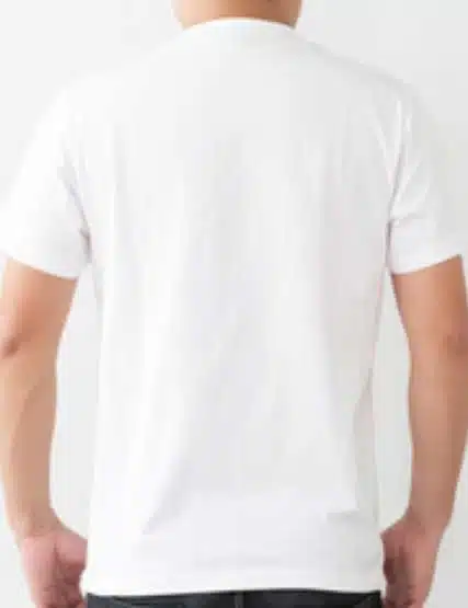 Picture of a white tshirt taken from the back for AUSTEES, Australia's funniest tshirts